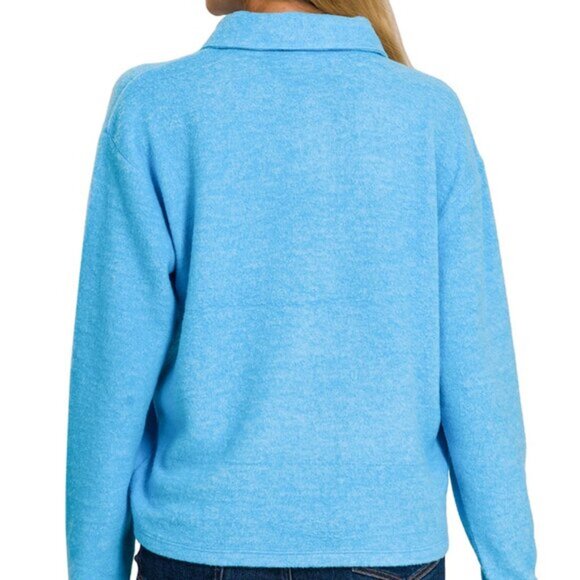 AVA - Brushed Melange Hacci Collared Sweater - Picture 3 of 3